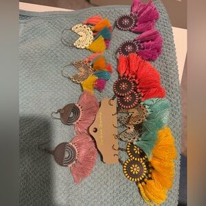 Lot of colorful tassel earrings